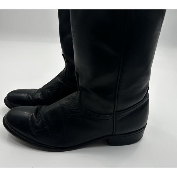 Laredo Women’s Black Leather Western Cowboy Boots Pull On USA Made 9.5 M - Picture 3 of 7